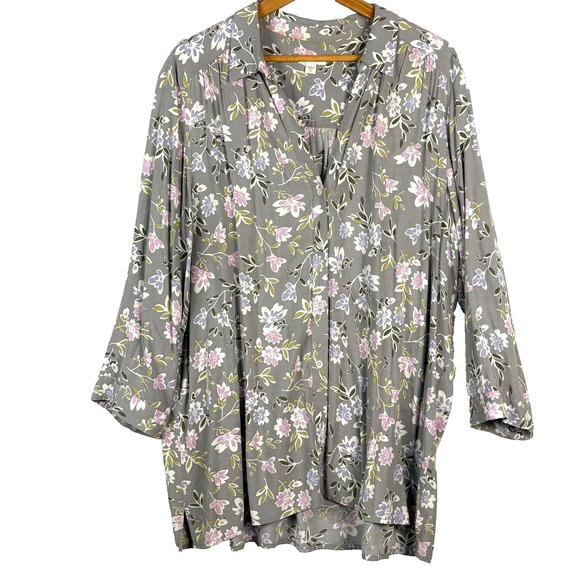 J. Jill Tops - J Jill LongSleeve Button Up Tunic Blouse XL Casual Spring Office Lagenlook Flowy